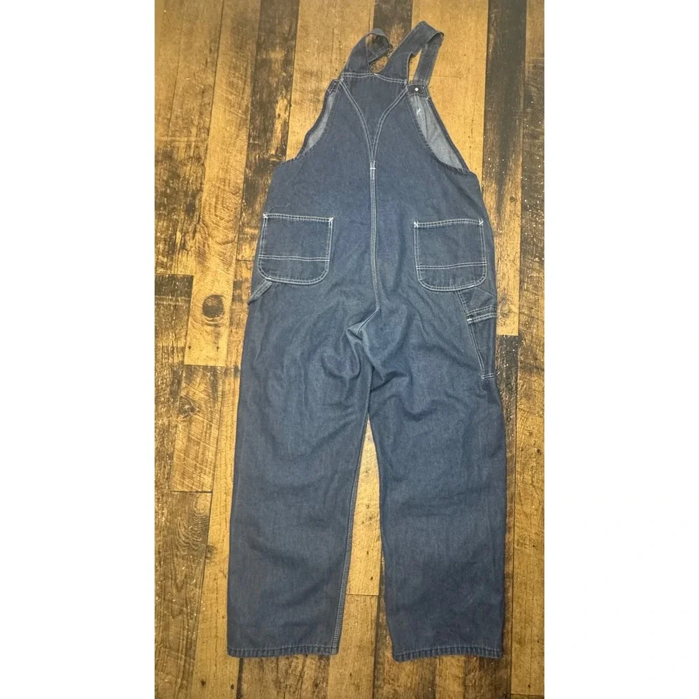 Roebucks Denim Bib Overalls Blue Classic Workwear Carpenter Pants Size 42x30‎